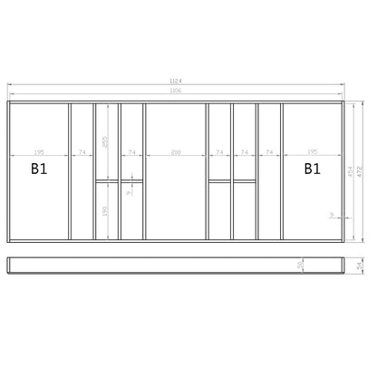 Besteckeinsatz 120er Schubl. B 1124 x T 472 mm passend für BLUM Legra 16 mm Schubladen