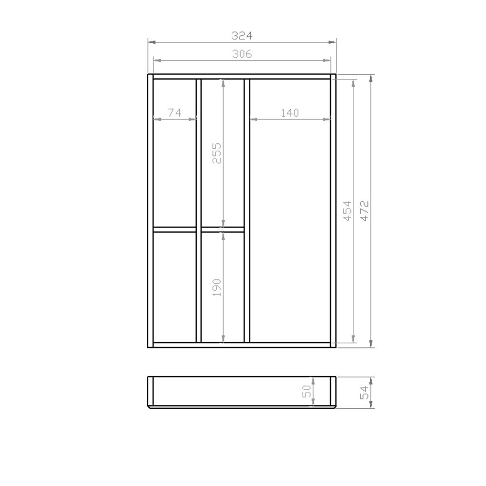 Besteckeinsatz 40er Schubl. B 324 x T 472 mm passend für BLUM Legra 16 mm Schubladen