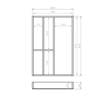 Besteckeinsatz 40er Schubl. B 324 x T 472 mm passend für BLUM Legra 16 mm Schubladen