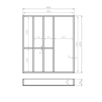 Besteckeinsatz 50er Schubl. B 424 x T 472 mm passend für BLUM Legra 16 mm Schubladen