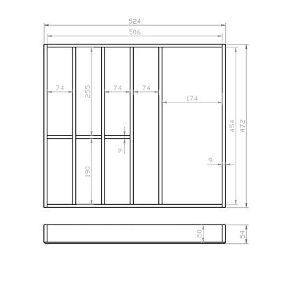 Besteckeinsatz 60er Schubl. B 524 x T 472 mm passend für BLUM Legra 16 mm Schubladen