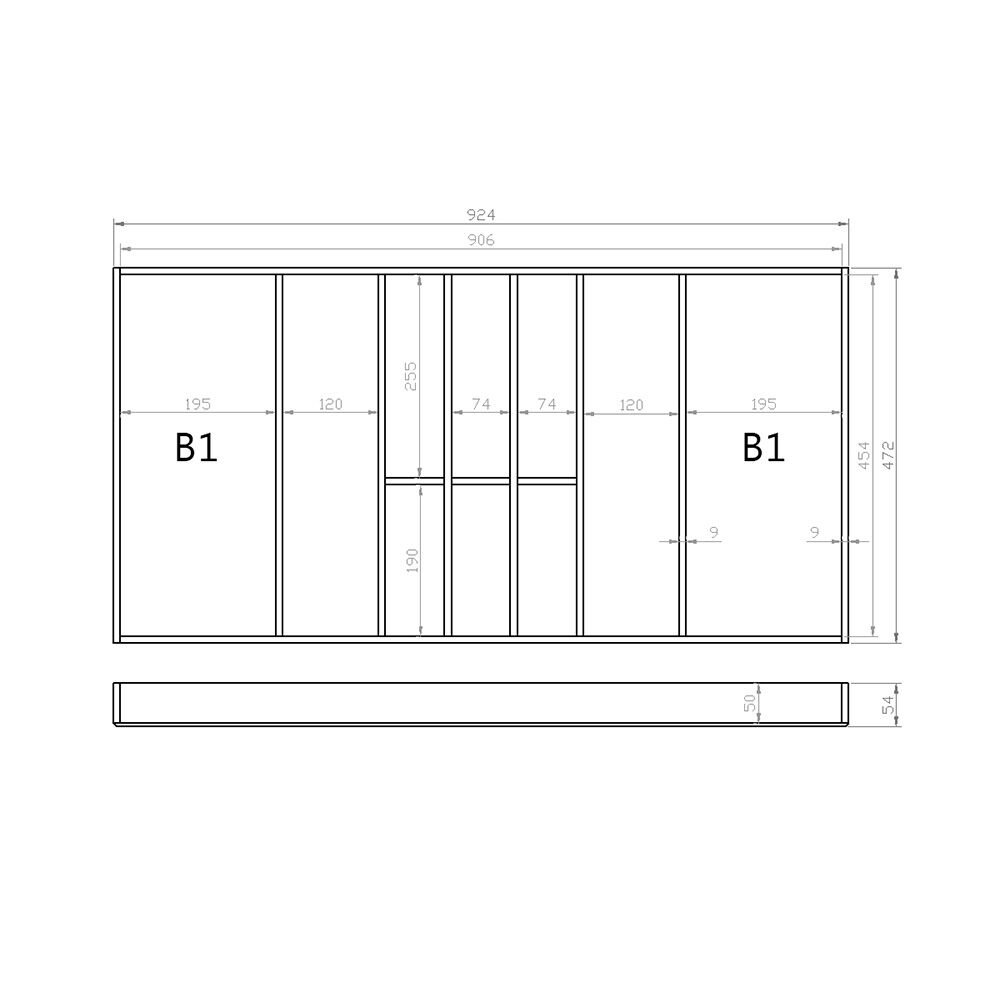 Besteckeinsatz 100er Schubl. B 924 x T 472 mm passend für BLUM Legra 16 mm Schubladen