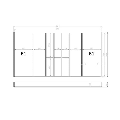Besteckeinsatz 100er Schubl. B 924 x T 472 mm passend für BLUM Legra 16 mm Schubladen