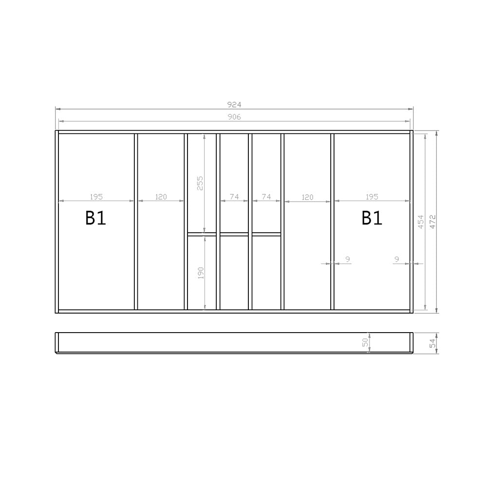 Besteckeinsatz 100er Schubl. B 924 x T 472 mm passend für BLUM Legra 16 mm Schubladen