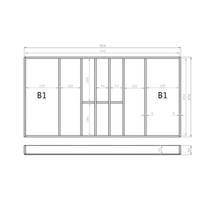 Besteckeinsatz 100er Schubl. B 924 x T 472 mm passend für BLUM Legra 16 mm Schubladen