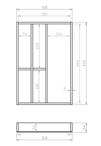 Besteckeinsatz 40er Schubl. B 318 x T 472 passend für BLUM Legra 19 mm Schubladen