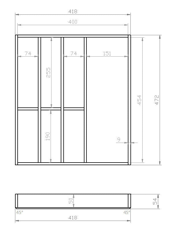 Besteckeinsatz 50er Schubl. B 418 x T 472 mm passend für BLUM Legra 19 mm Schubladen