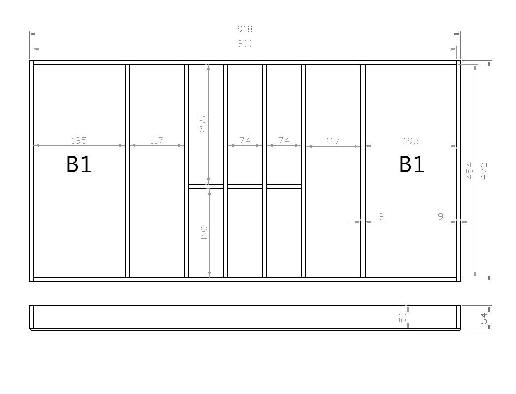 Besteckeinsatz NUSSBAUM 100er Schubl. B 918 x T 472 mm passend für BLUM Legra 19 mm Schubladen