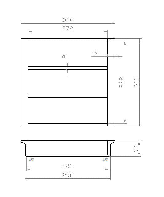 Besteckeinsatz 40er Schubl. B 320 x T 300 mm für IKEA Metod (ab 2015)