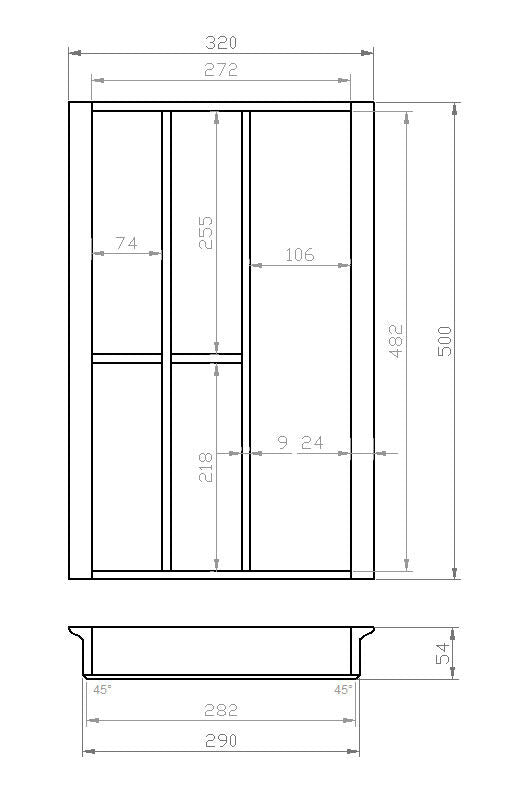 Besteckeinsatz 40er Schubl. B 320 x T 500 mm für IKEA Metod (ab 2015)