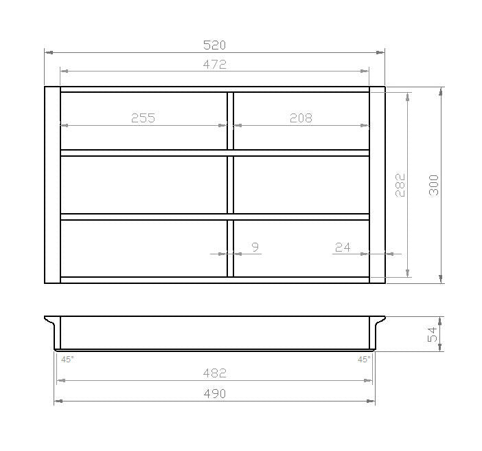 Besteckeinsatz 60er Schubl. B 520 x T 300 mm für IKEA Metod (ab 2015)