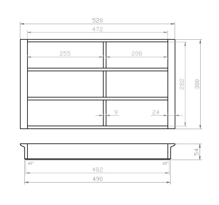 Besteckeinsatz 60er Schubl. B 520 x T 300 mm für IKEA Metod (ab 2015)