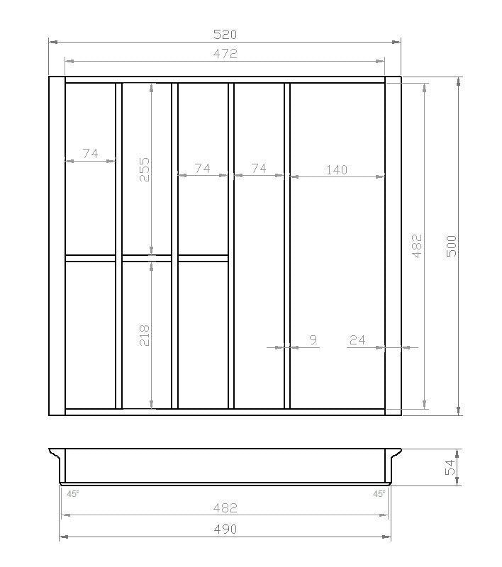 Besteckeinsatz 60er Schubl. B 520 x T 500 mm für IKEA Metod (ab 2015)