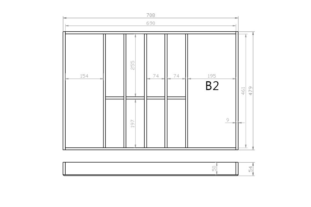 Besteckeinsatz NUSSBAUM 80er Schubl. B708 x T479 mm V1 passend für Grass Nova 16 mm Schubladen