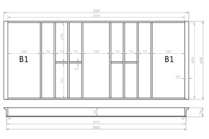 Besteckeinsatz 120er Schubl. B 1112 x T 472 mm passend für Blum Tandem 19 mm Schubladen