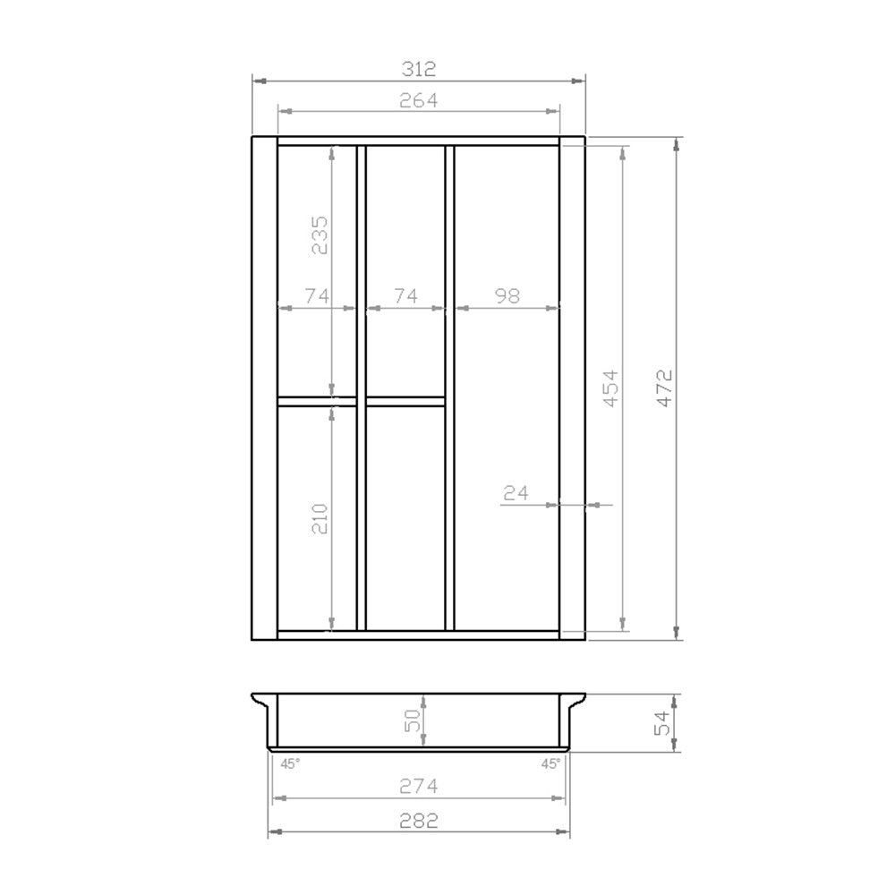 Besteckeinsatz 40er Schubl. B 312 x T 472 mm passend für Blum Tandem 19 mm Schubladen
