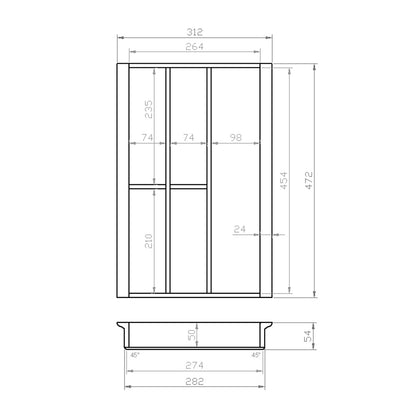 Besteckeinsatz 40er Schubl. B 312 x T 472 mm passend für Blum Tandem 19 mm Schubladen