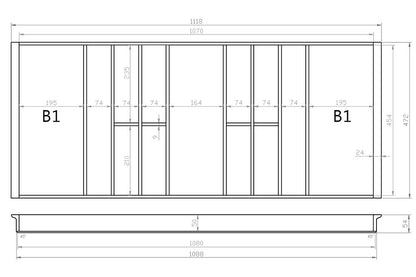 Besteckeinsatz 120er Schubl. B 1118 x T 472 mm passend für Blum Tandem 16 mm Schubladen