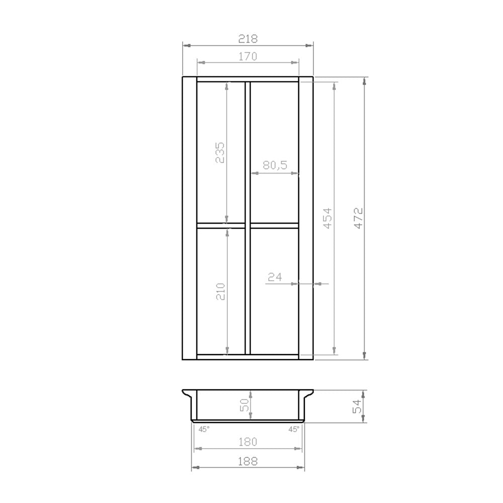 Besteckeinsatz 30er Schubl. B 218 x T 472 mm passend für Blum Tandem 16 mm Schubladen