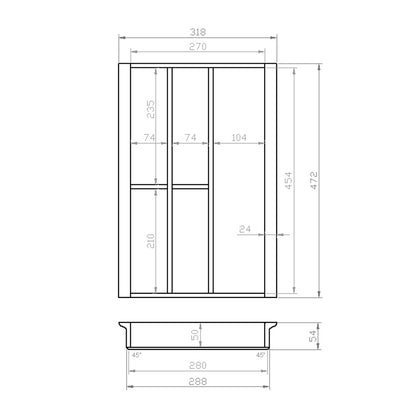 Besteckeinsatz 40er Schubl. B 318 x T 472 mm passend für Blum Tandem 16 mm Schubladen
