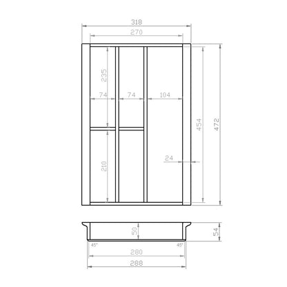 Besteckeinsatz 40er Schubl. B 318 x T 472 mm passend für Blum Tandem 16 mm Schubladen