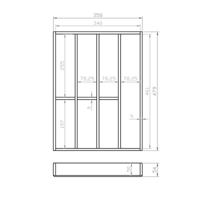 Besteckeinsatz 45er Schubl. B 358 x T 479 mm passend für Grass Nova 16 mm Schubladen