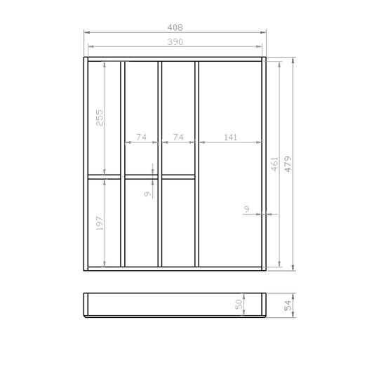Besteckeinsatz 50er Schubl. B 408 x T 479 mm passend für Grass Nova 16 mm Schubladen