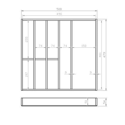 Besteckeinsatz 60er Schubl. B 508 x T 479 mm passend für Grass Nova 16 mm Schubladen
