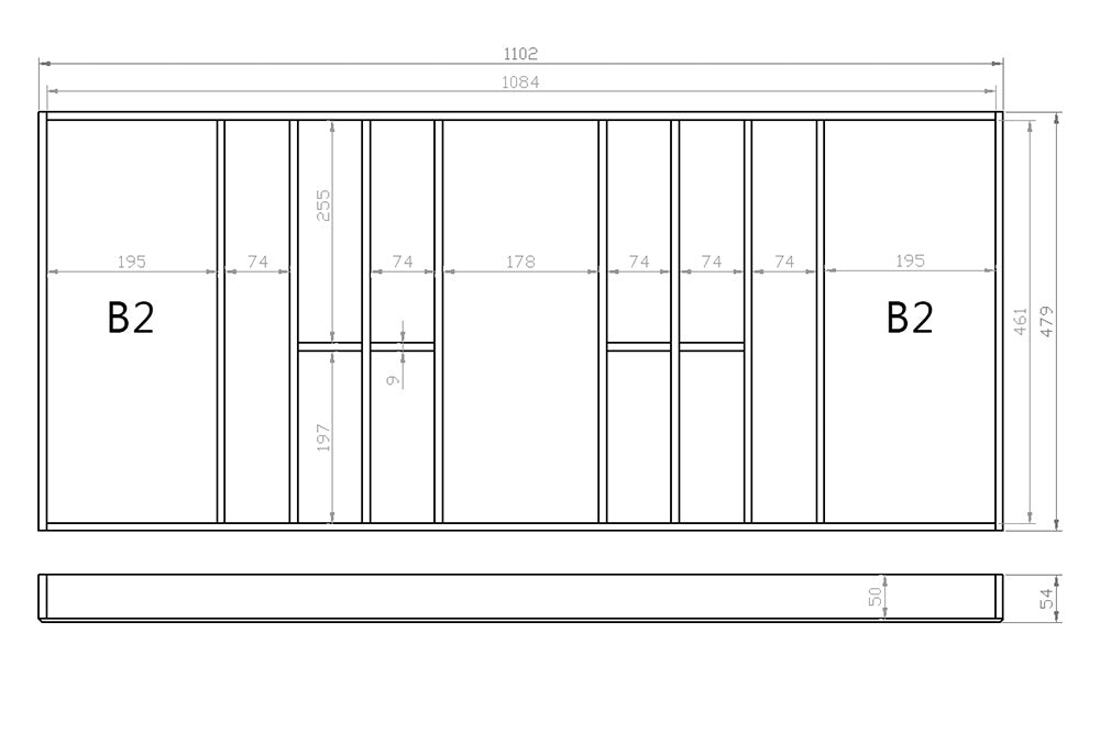 Besteckeinsatz 120er Schubl. B 1102 x T 479 mm passend für Grass Nova 19 mm Schubladen