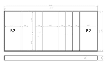 Besteckeinsatz 120er Schubl. B 1102 x T 479 mm passend für Grass Nova 19 mm Schubladen