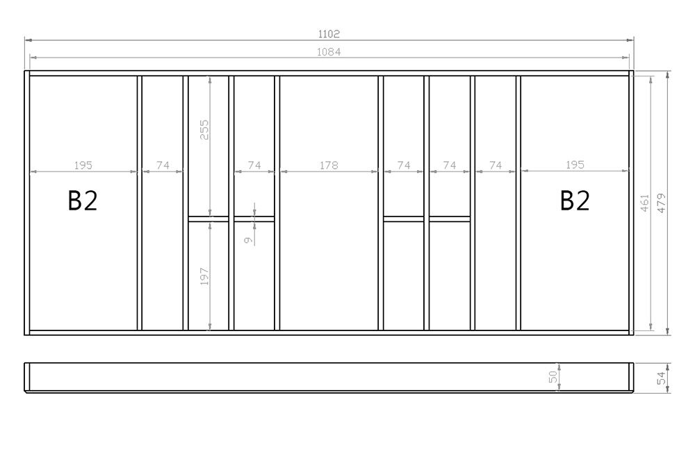 Besteckeinsatz 120er Schubl. B 1102 x T 479 mm passend für Grass Nova 19 mm Schubladen