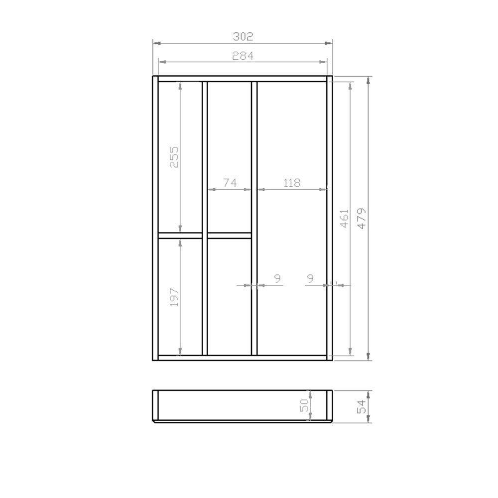 Besteckeinsatz 40er Schubl. B 302 x T 479 mm passend für Grass Nova 19 mm Schubladen
