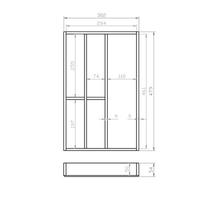 Besteckeinsatz 40er Schubl. B 302 x T 479 mm passend für Grass Nova 19 mm Schubladen