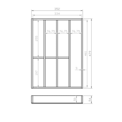 Besteckeinsatz 45er Schubl. B 352 x T 479 mm passend für Grass Nova 19 mm Schubladen