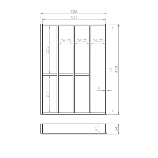 Besteckeinsatz 45er Schubl. B 352 x T 479 mm passend für Grass Nova 19 mm Schubladen