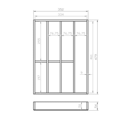 Besteckeinsatz 45er Schubl. B 352 x T 479 mm passend für Grass Nova 19 mm Schubladen