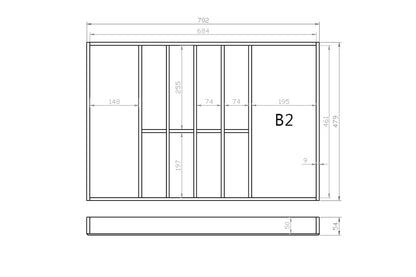 Besteckeinsatz 80er Schubl. B 702 x T 479 mm passend für Grass Nova 19 mm Schubladen