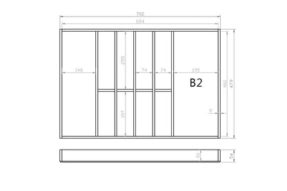 Besteckeinsatz 80er Schubl. B 702 x T 479 mm passend für Grass Nova 19 mm Schubladen