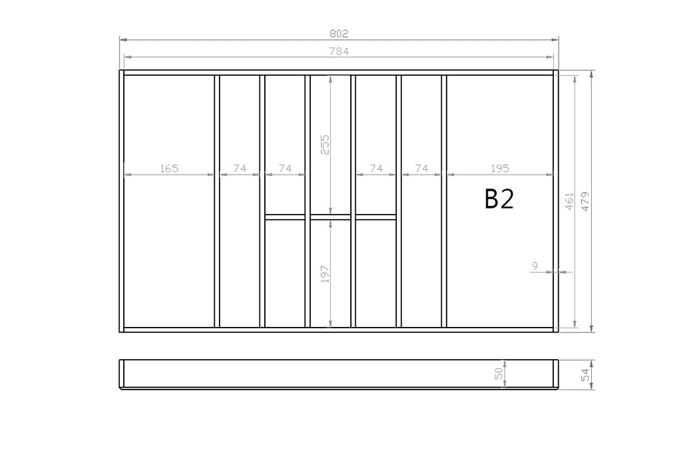 Besteckeinsatz 90er Schubl. B 802 x T 479 mm passend für Grass Nova 19 mm Schubladen