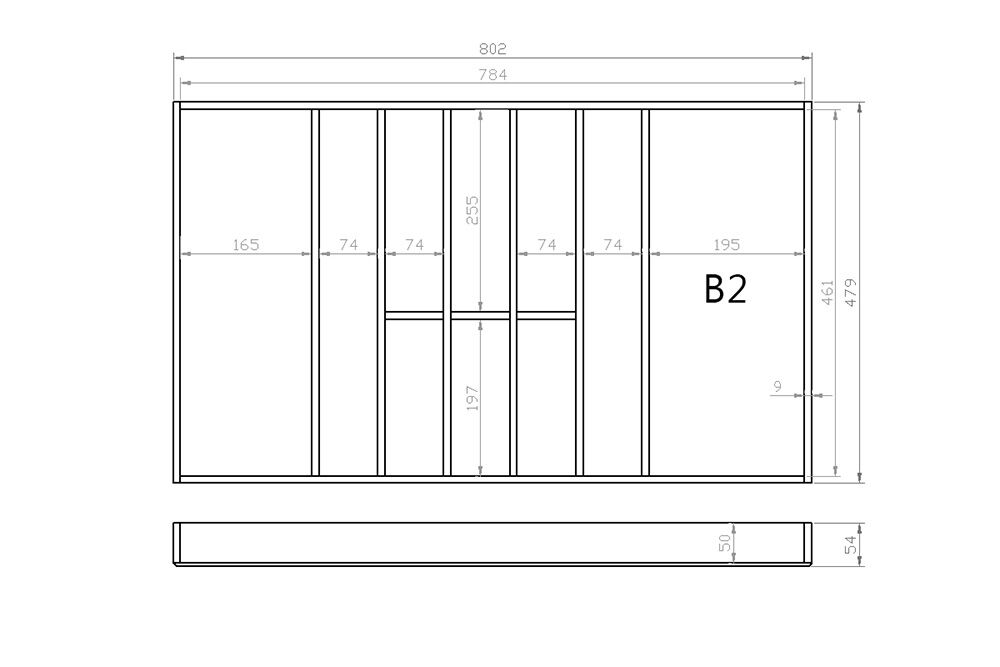Besteckeinsatz 90er Schubl. B 802 x T 479 mm passend für Grass Nova 19 mm Schubladen