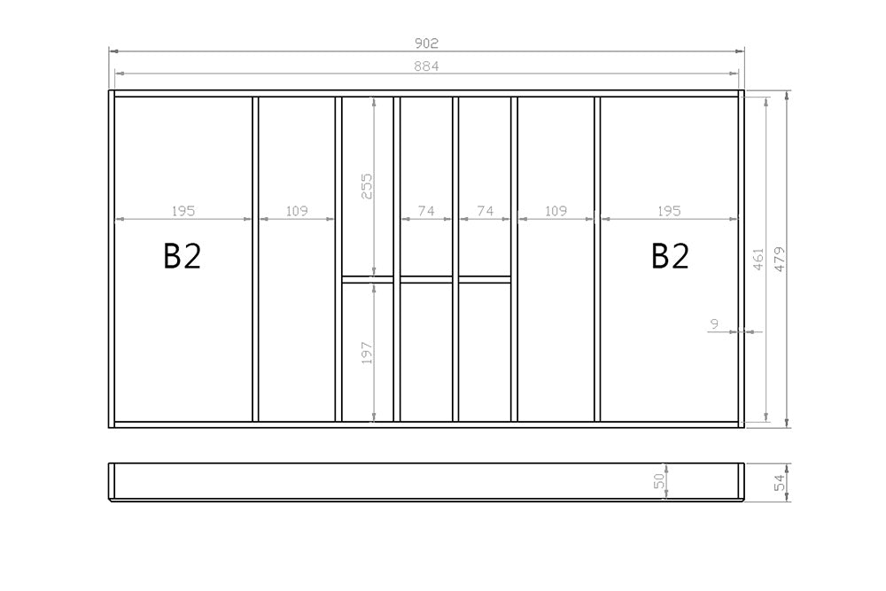 Besteckeinsatz 100er Schubl. B 902 x T 479 mm passend für Grass Nova 19 mm Schubladen