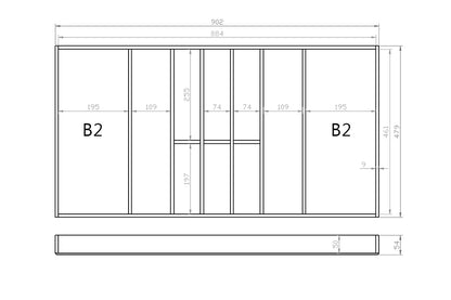 Besteckeinsatz 100er Schubl. B 902 x T 479 mm passend für Grass Nova 19 mm Schubladen