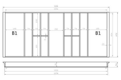 Besteckeinsatz 120er Schubl. B 1104 x T 472 mm passend für Hettich ComfortLine / GRASS DWD XP 16 mm Schubladen