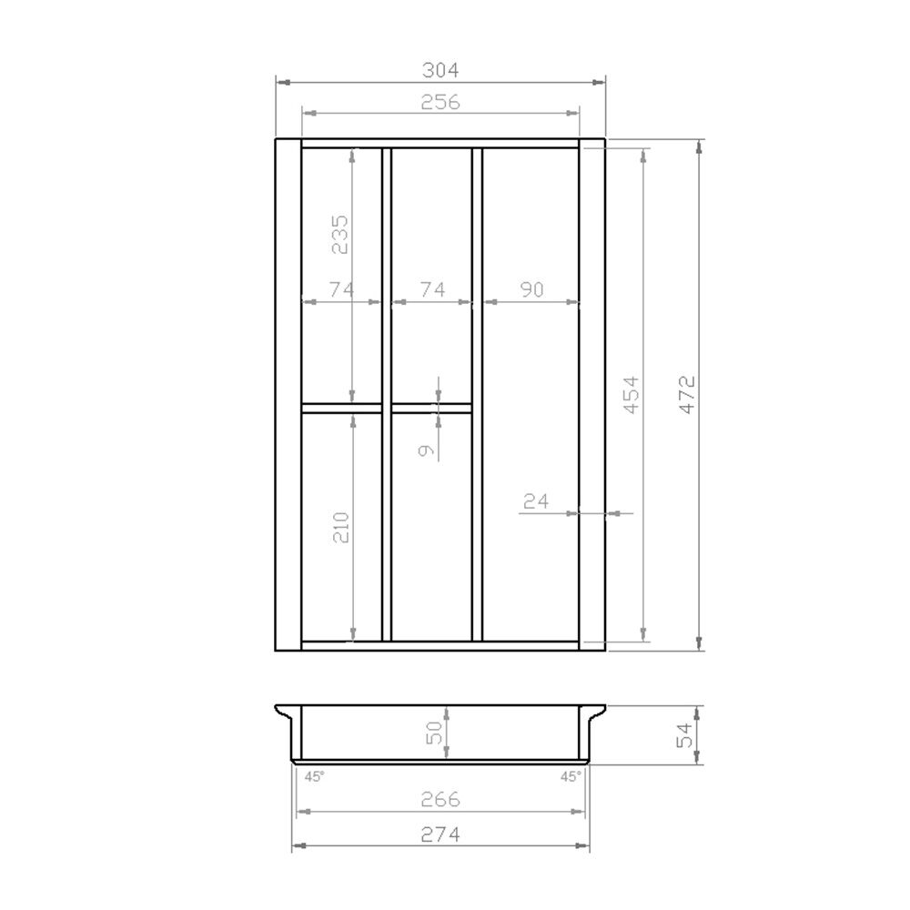 Besteckeinsatz 40er Schubl. B 304 x T 472 mm passend für Hettich ComfortLine / GRASS DWD XP 16 mm Schubladen
