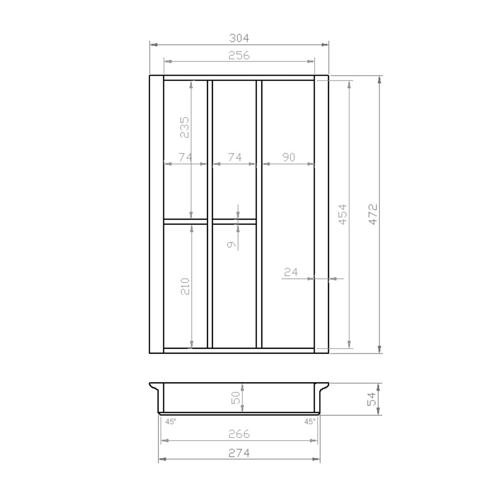 Besteckeinsatz 40er Schubl. B 304 x T 472 mm passend für Hettich ComfortLine / GRASS DWD XP 16 mm Schubladen