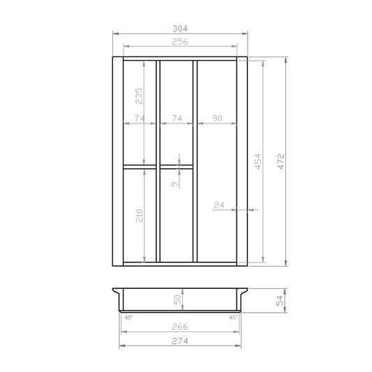 Besteckeinsatz 40er Schubl. B 304 x T 472 mm passend für Hettich ComfortLine / GRASS DWD XP 16 mm Schubladen