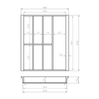 Besteckeinsatz 50er Schubl. B 404 x T 472 mm passend für Hettich ComfortLine / GRASS DWD XP 16 mm Schubladen