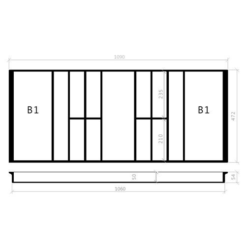 Besteckeinsatz 120er Schublade B 1090 x T 472 mm passend für Hettich ArciTech Schubladen