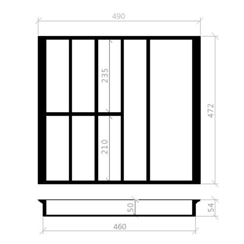Besteckeinsatz 60er Schublade B 490 x T 472 mm passend für Hettich ArciTech 16+19 mm Schubladen