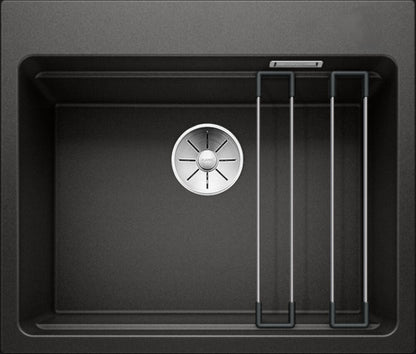 BLANCO 525889 Spüle ETAGON 6 in Schwarz mit InFino®-Ventil und ETAGON-Schienen / Silgranit